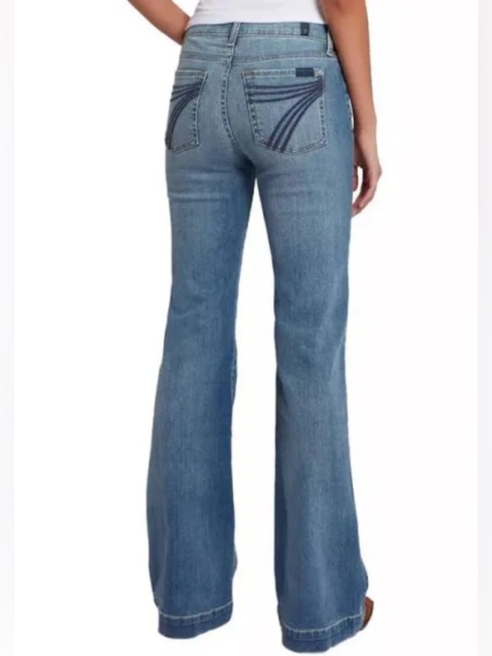 7 For All Mankind Dojo Flare Trouser Jeans Medium Wash 26 Hemmed Tailored
